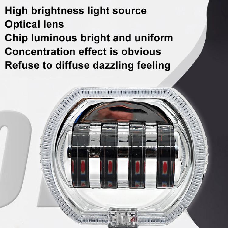 Motorcycle Electric Vehicle General Modification LED Headlight 4 Beads Double Lens Lamps, Style: Ice Blue Aperture+Blue Devil Eye - Headlights by PMC TechLife | Online Shopping South Africa | PMC TechLife | Buy Now Pay Later Mobicred