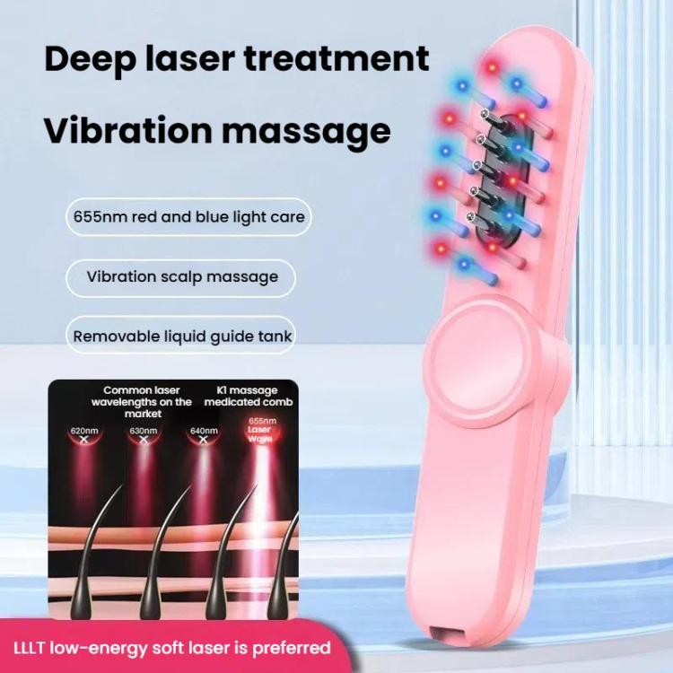 Hair Oil Applicator Roller Ball Red / Blue Light Electric Massage Comb Hair Regrowth Conductive Comb(Black) - free shipping - PMC TechLife - Order now!