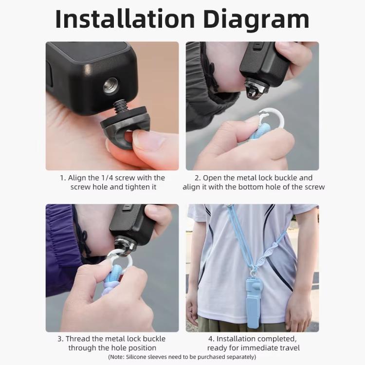 BRDRC Sport Camera Lanyard With 1/4 Inch Screw Anti-Lost Crossbody Lanyard(Black Rope Gray Knot) - Camera Strap by BRDRC | Online Shopping South Africa | PMc TechLife | Buy Now Pay Later Mobicred