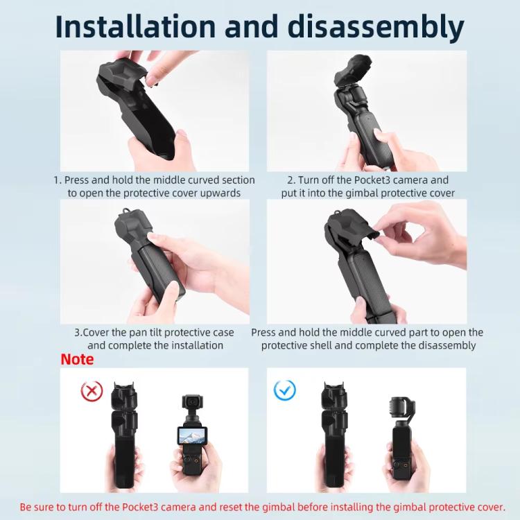 For DJI OSMO Pocket 3 BRDRC Lens Cap Camera Case Screen Protector Accessories(Black) - free shipping - PMC TechLife - Order now!
