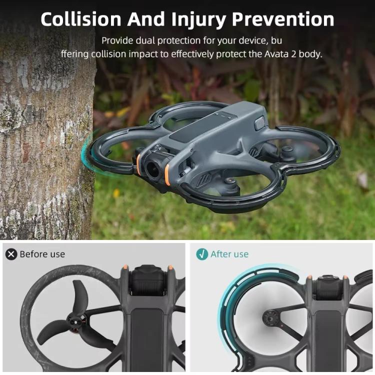 For DJI Avata 2 BRDRC Integrated Paddle Protector One-piece Bumper Ring(Black) - free shipping - PMC TechLife - Order now!