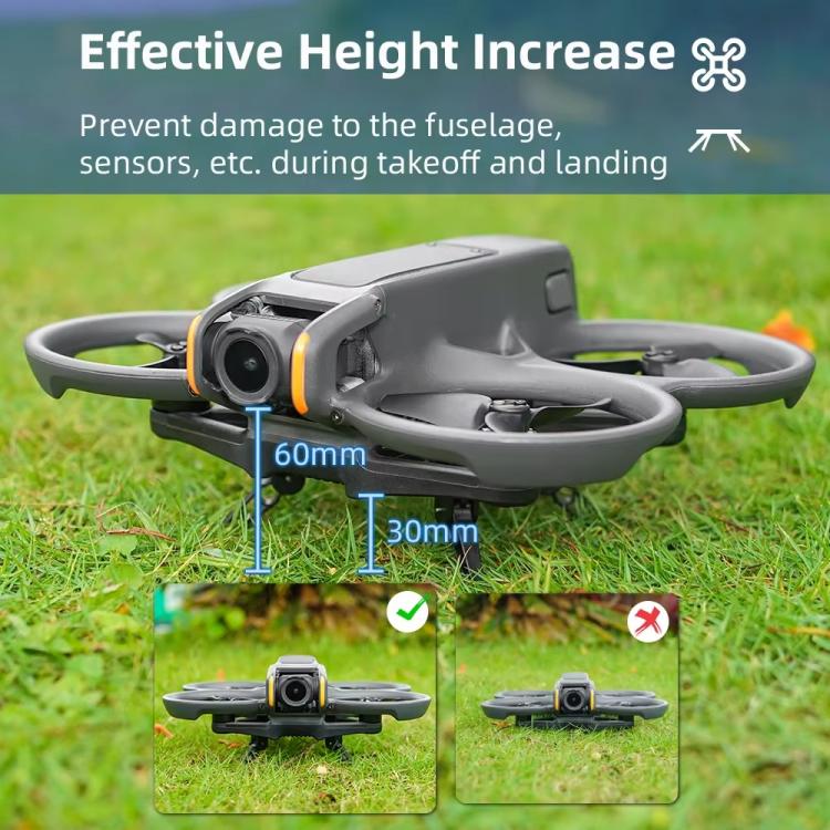 For DJI Avata 2 BRDRC Folding Height Enhanced Landing Gear Gimbal Protective Kickstand(Black Orange) - free shipping - PMC TechLife - Order now!