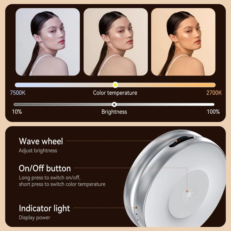 TELESIN S5-BGD-01 Mini Phone Magnetic Beauty Replacement Light Tri-color Temperature Portable Selfie Mirror Rotating Stretching Pocket Lamp - free shipping - PMc TechLife - Order now!