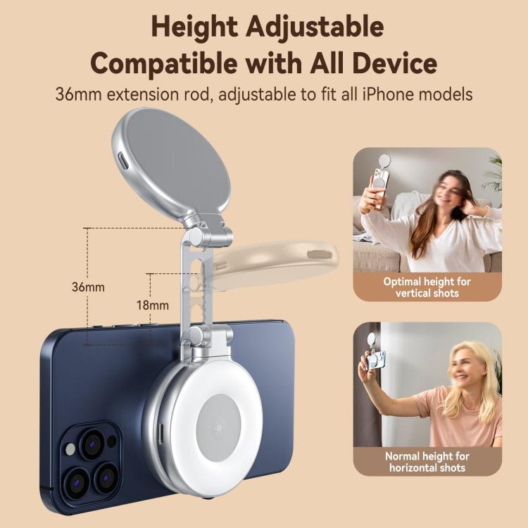 TELESIN S5-BGD-01 Mini Phone Magnetic Beauty Replacement Light Tri-color Temperature Portable Selfie Mirror Rotating Stretching Pocket Lamp - free shipping - PMc TechLife - Order now!
