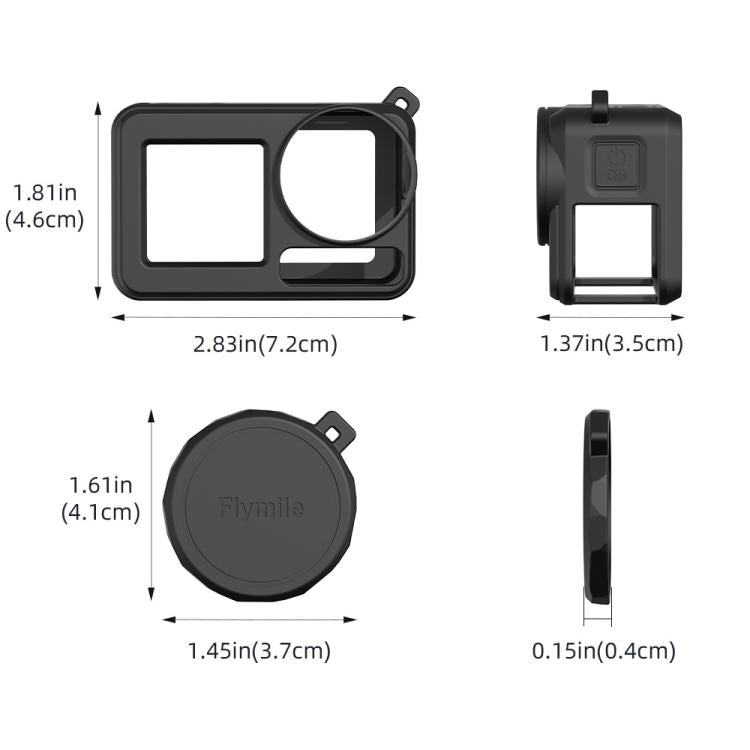 For DJI Osmo Action 3 / 4 / 5 Pro Flymile Silicone Cover Sport Camera Lens Drop Cases(Black) - free shipping - PMC TechLife - Order now!