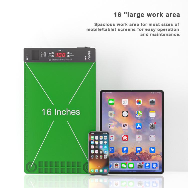 BAKU BA-940 16-inch LCD Screen Removal Work Mat With Heating System and Dust Lighting US Plug - free shipping - PMC TechLife - Order now!
