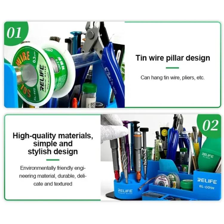 RELIFE RL-001H Rotary Organizer Cell Phone Repair Tool Parts Screwdriver Storage Rack(Blue) - free shipping - PMC TechLife - Order now!