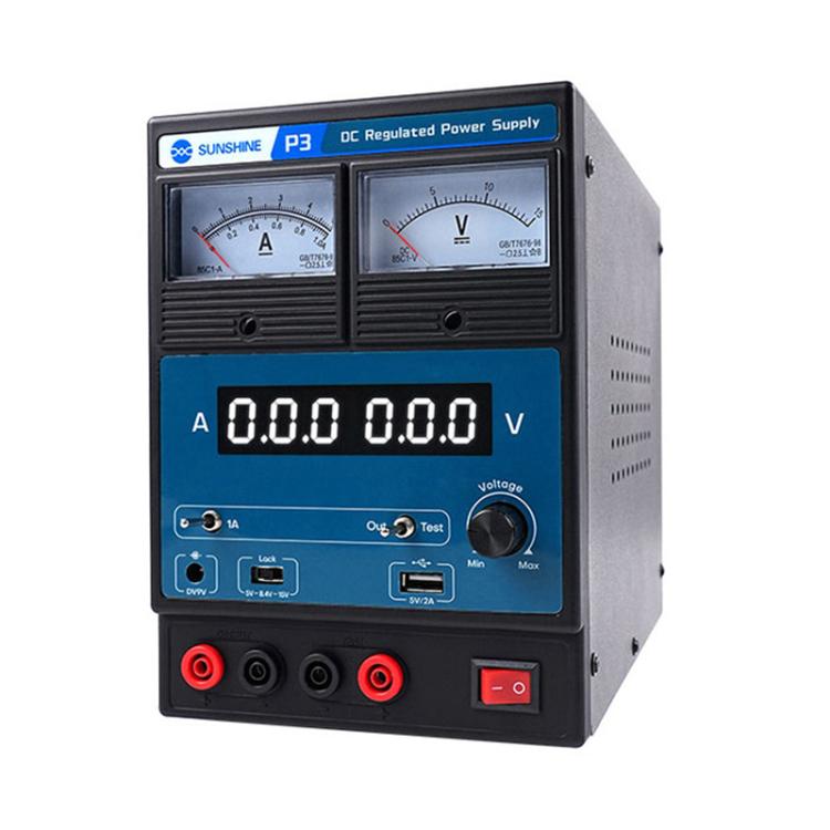 SUNSHINE P3 DC Regulated Power Supply 5V/8.4V/15V Switching Mobile Phone Repair Regulated Power Supply Meter(EU Plug 220V) - free shipping - PMC TechLife - Order now!