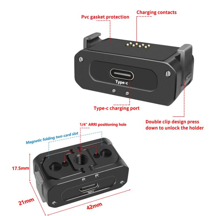 For DJI Osmo Action 2 Camera Magnetic Charging Base with 1/4 Inch & Arri Hole, Spec: Set A - free shipping - PMC TechLife - Order now!