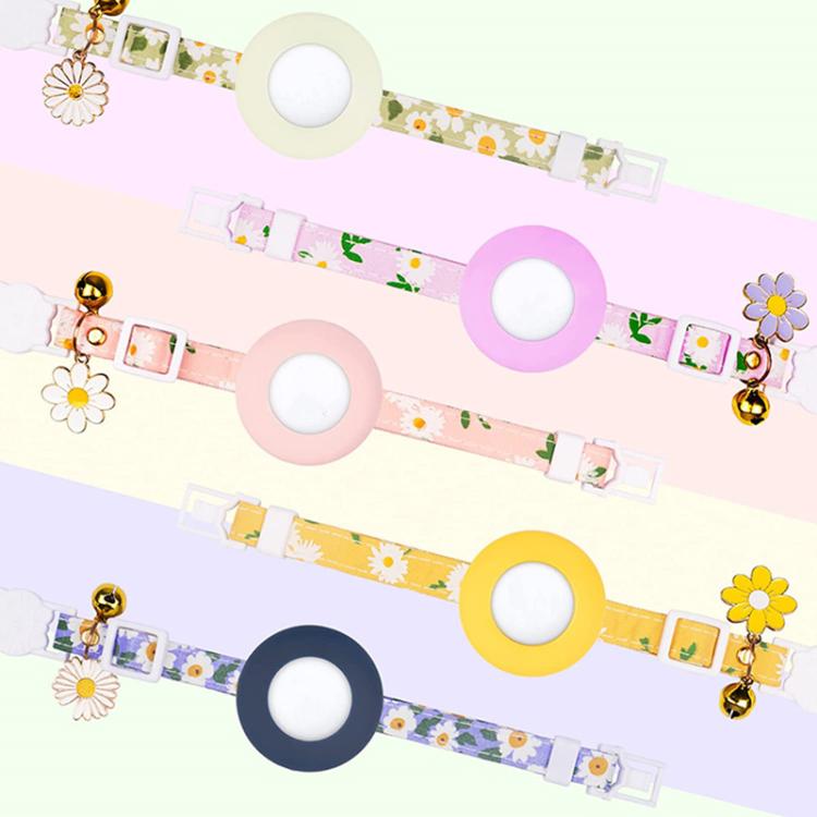 For AirTag Tracker Silicone Cover Small Daisy Pet Collar Dog Collar With Bell And Front Back Film(Yellow) - free shipping - PMC TechLife - Order now!