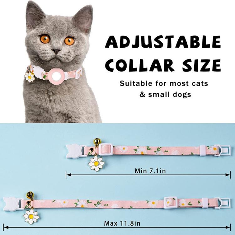 For AirTag Tracker Silicone Cover Small Daisy Pet Collar Dog Collar With Bell And Front Back Film(Blue) - Pet Series by PMC TechLife | Online Shopping South Africa | PMC TechLife | Buy Now Pay Later Mobicred
