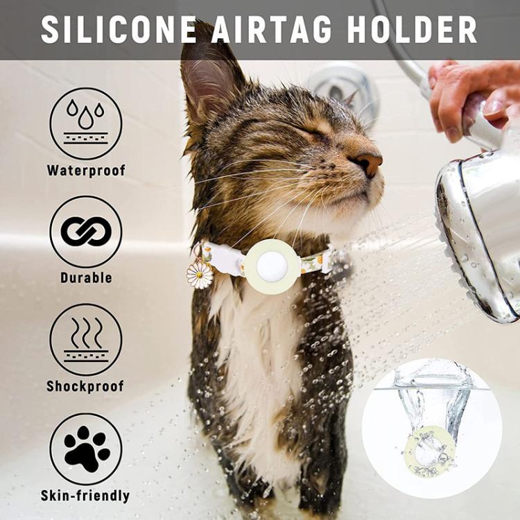 For AirTag Tracker Silicone Cover Small Daisy Pet Collar Dog Collar With Bell And Front Back Film(Blue) - Pet Series by PMC TechLife | Online Shopping South Africa | PMC TechLife | Buy Now Pay Later Mobicred