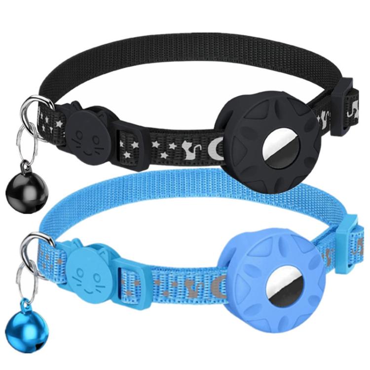 For AirTag Tracker Silicone Case Reflective Stars And Moon Cats Dogs Pet Collar With Bell(Purple) - free shipping - PMC TechLife - Order now!