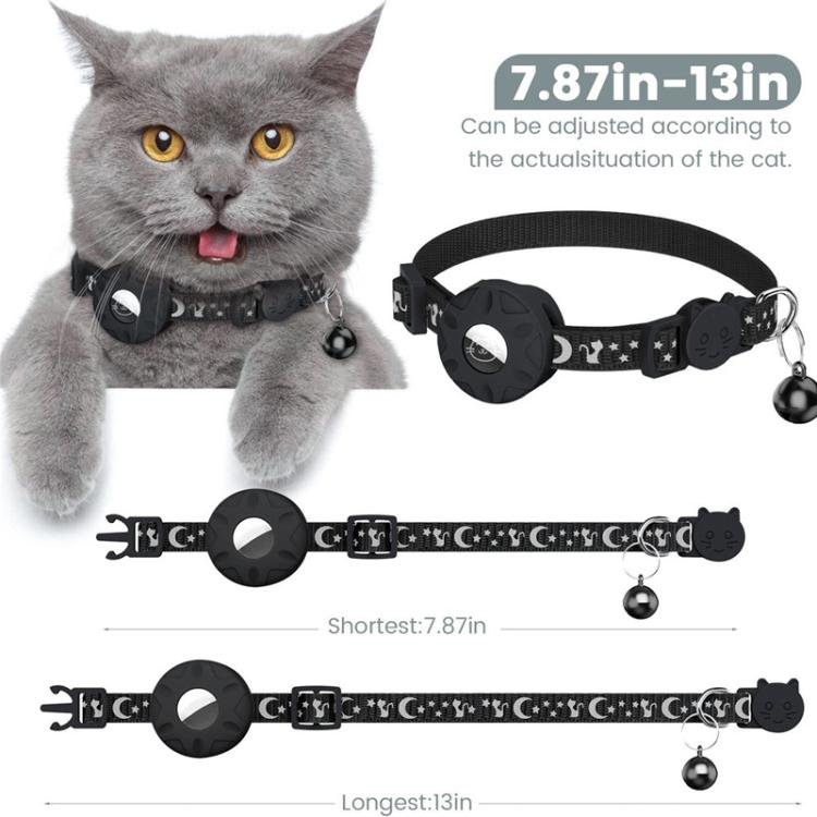 For AirTag Tracker Silicone Case Reflective Stars And Moon Cats Dogs Pet Collar With Bell(Blue) - Pet Series by PMC TechLife | Online Shopping South Africa | PMC TechLife | Buy Now Pay Later Mobicred
