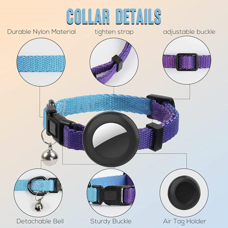 For AirTag Tracker Silicone Case Rainbow Gradient Pet Cat Collar With Bell(Gradient Orange) - free shipping - PMC TechLife - Order now!