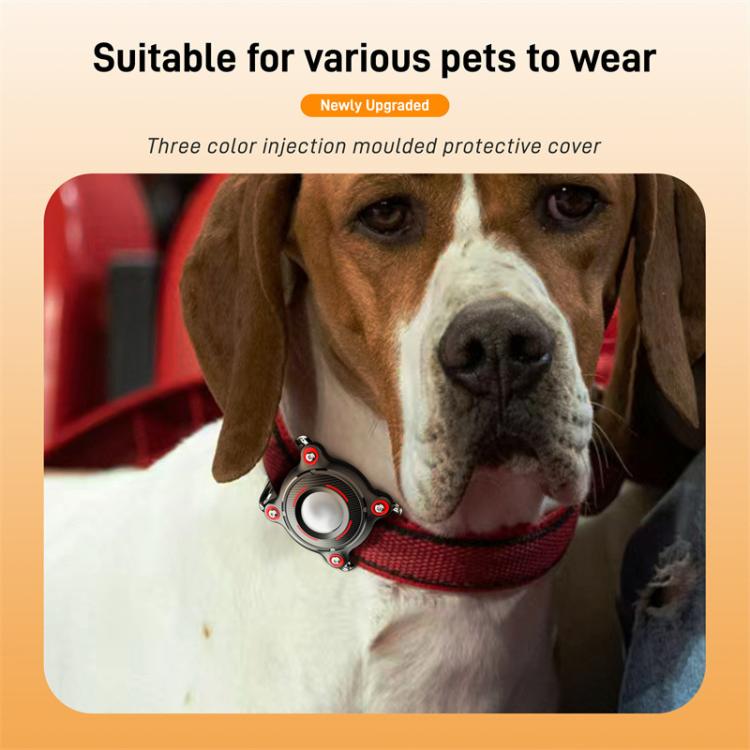 For AirTag Tracker Waterproof Protective Case Puppy Kitten Collar Metal Buckle Model Protective Cover(Peach+White PC) - Other by PMC TechLife | Online Shopping South Africa | PMC TechLife | Buy Now Pay Later Mobicred