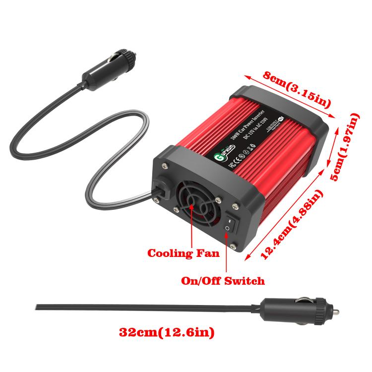 Gurxun Dual USB+Dual Type-C Charging Port Modified Square Wave Car Inverter, Spec: DC12V to AC220V Universal Plug - free shipping - PMC TechLife - Order now!