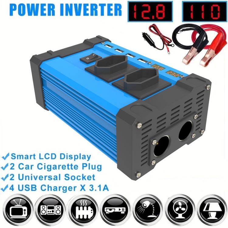 Gurxun 4 USB Ports Digital Display Modified Square Wave Inverter, Spec: 300W Brazil Plug 12V To 220V - free shipping - PMC TechLife - Order now!