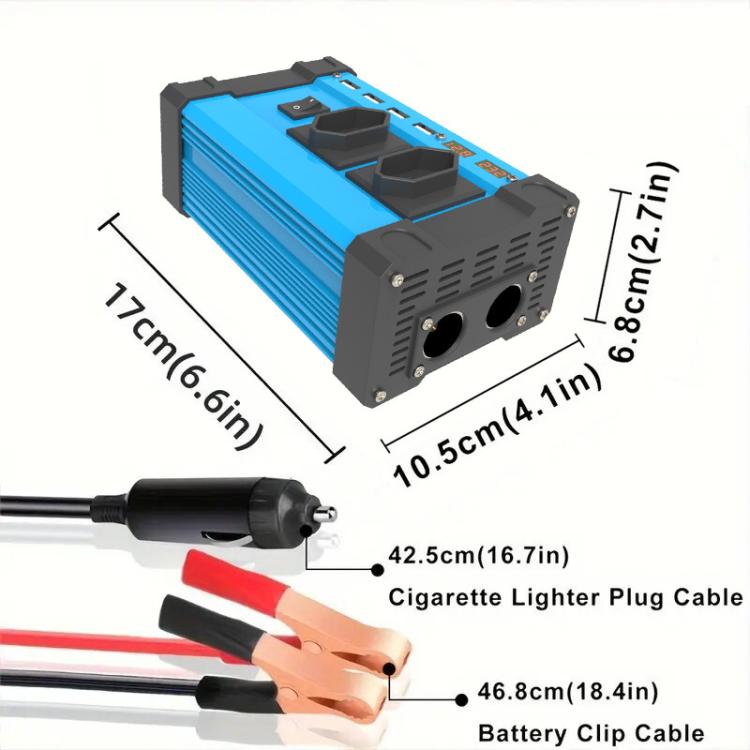 Gurxun 4 USB Ports Digital Display Modified Square Wave Inverter, Spec: 500W Brazil Plug 12V To 220V - free shipping - PMC TechLife - Order now!