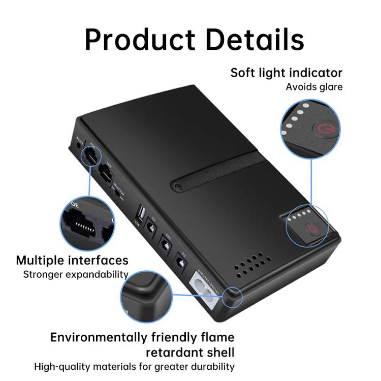 Uninterruptible Power Supply with DC Output 5V/9V/12V for Router, Modem, Security Camera, Mobile Phone US Plug - free shipping - PMc TechLife - Order now!