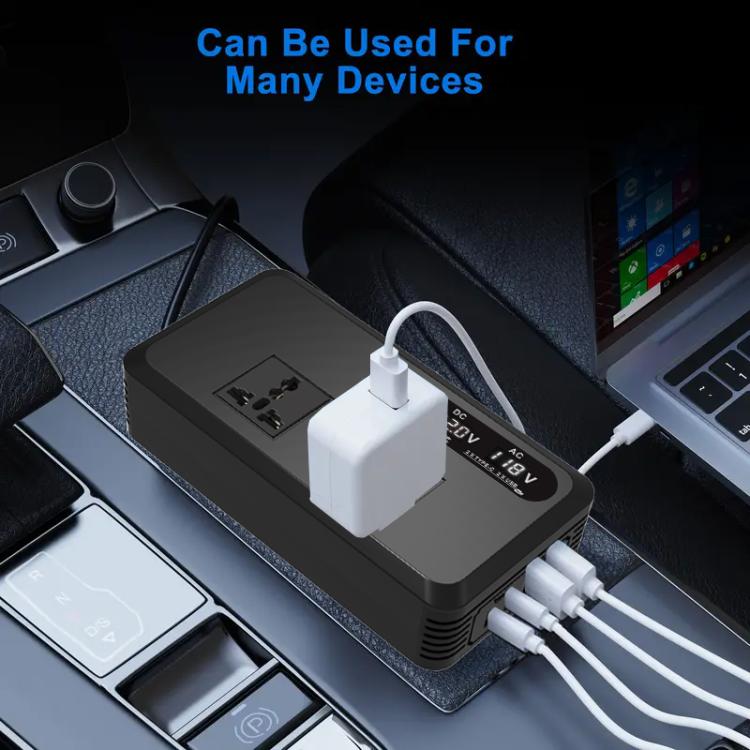 Gurxun Dual Digital Display Car Inverter With 2 USB+2 Type-C Ports Brazil Plug 220V - free shipping - PMc TechLife - Order now!