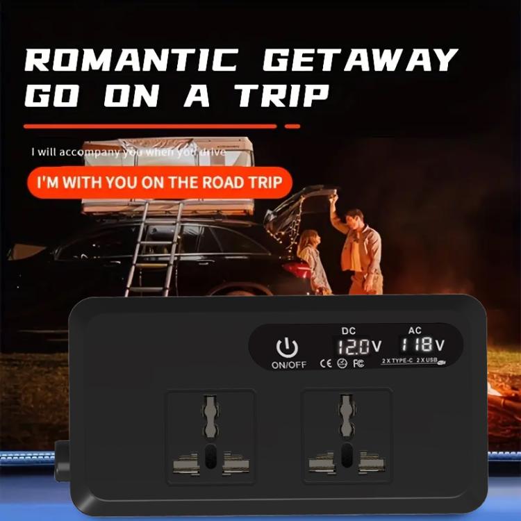 Gurxun Dual Digital Display Car Inverter With 2 USB+2 Type-C Ports Brazil Plug 110V - Modified Square Wave by Gurxun | Online Shopping South Africa | PMc TechLife | Buy Now Pay Later Mobicred