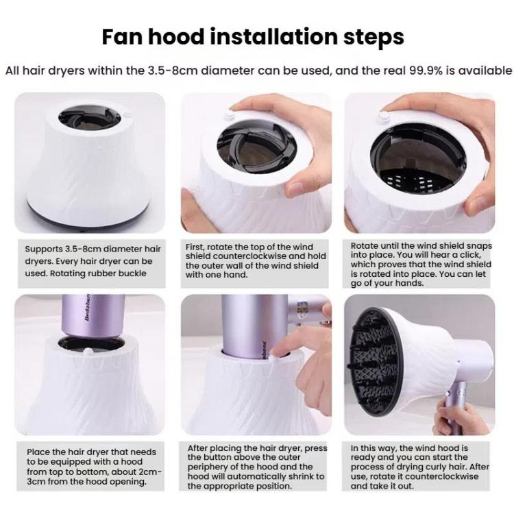 Universal Hair Diffuser Hair Dryer Air Hood Blow Curling Hair Styling Artifact Hair Drying Hood(White) - free shipping - PMC TechLife - Order now!