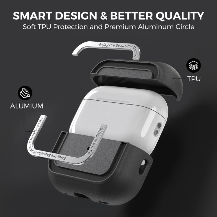 For AirPods Pro 2 AhaStyle JY09 Dual Lanyard Case TPU+Aluminum Personalized Case(Dark Blue) - free shipping - PMC TechLife - Order now!