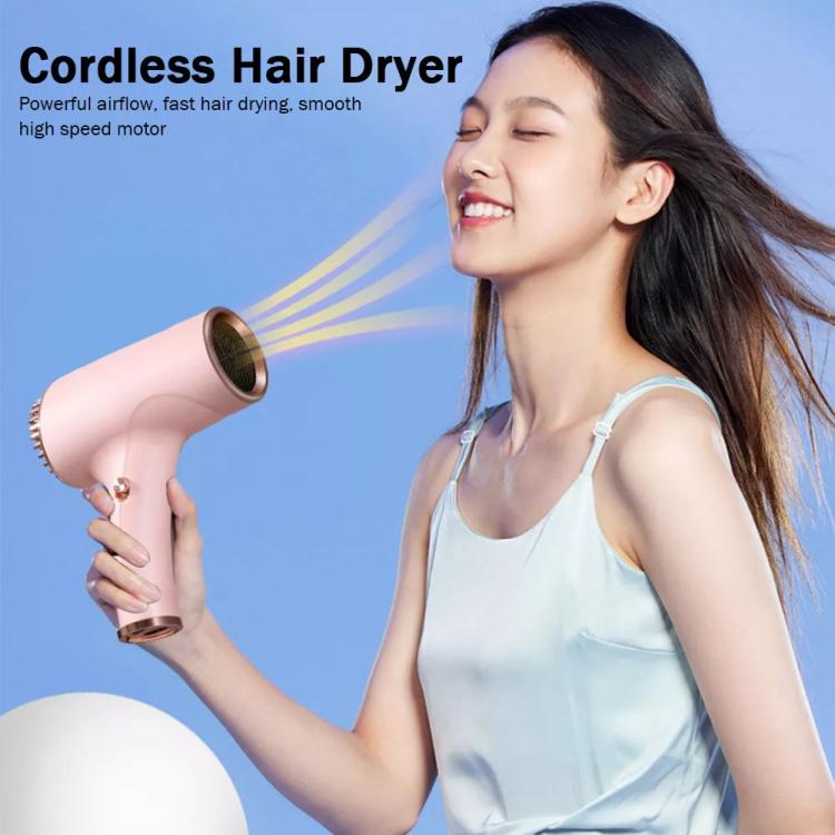 Rechargeable Wireless Hair Dryer Negative Ion Hot and Cold Wind Versatile Hairdressing Tools US Plug(Pink) - free shipping - PMC TechLife - Order now!