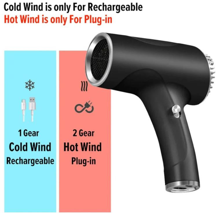 Rechargeable Wireless Hair Dryer Negative Ion Hot and Cold Wind Versatile Hairdressing Tools US Plug(Black) - free shipping - PMC TechLife - Order now!