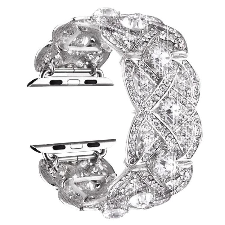 Petaled Metal Diamond Wristband Strap For Apple Watch Series 9 / 8 / 7 / 6 / SE / 5 / 4 / 3, Color: 1202 Silver(42/44/45/49mm) - free shipping - PMC TechLife - Order now!