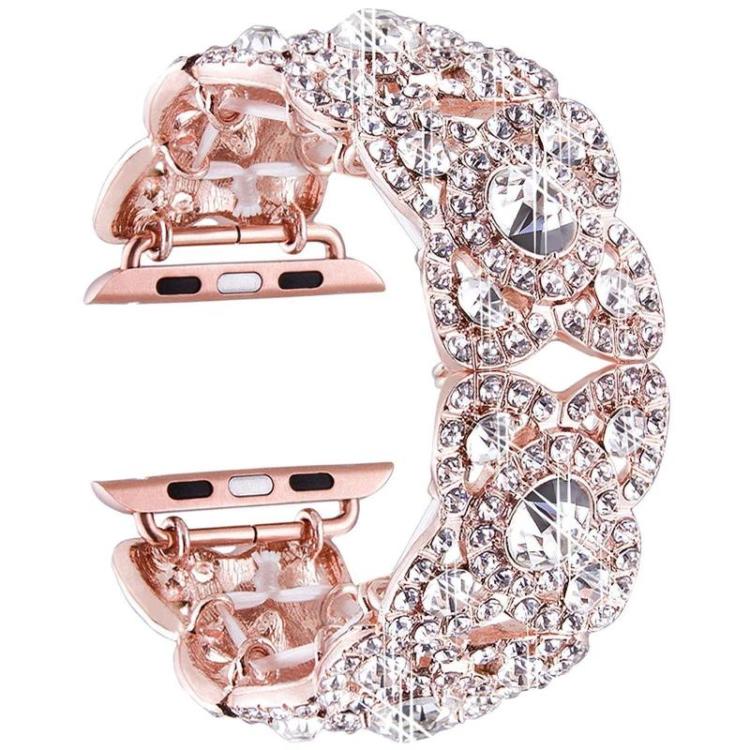 Petaled Metal Diamond Wristband Strap For Apple Watch Series 9 / 8 / 7 / 6 / SE / 5 / 4 / 3, Color: 1215 Rose Gold(42/44/45/49mm) - free shipping - PMC TechLife - Order now!