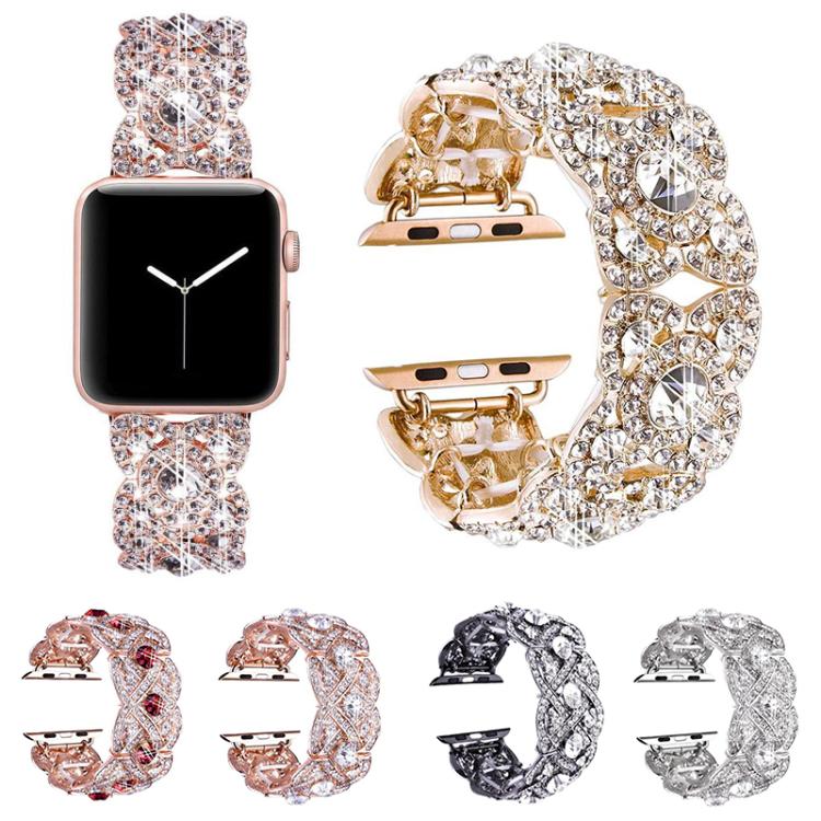 Petaled Metal Diamond Wristband Strap For Apple Watch Series 9 / 8 / 7 / 6 / SE / 5 / 4 / 3, Color: 1215 Rose Gold(42/44/45/49mm) - free shipping - PMC TechLife - Order now!