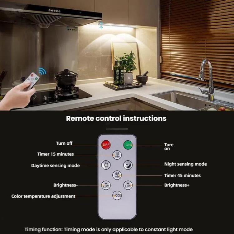 60cm Rechargeable Motion Sensor Light Bar Cabinet Wardrobe Lamp With Remote Control(Silver) - free shipping - PMc TechLife - Order now!