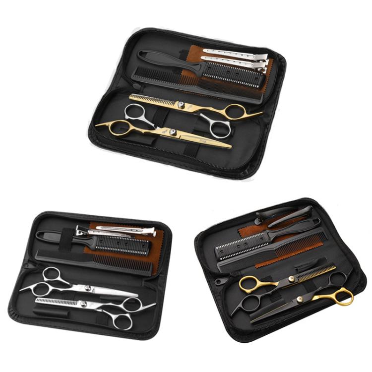 Stainless Steel Haircutting Scissors Set Hair Cutting Tools, Spec: 10-in-1 Black Gold - free shipping - PMC TechLife - Order now!