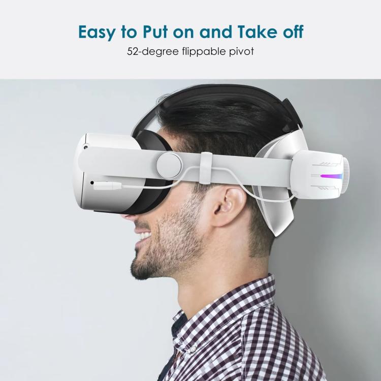 For Meta Quest 2 VR RGB Head Strap Adjustable Headband Built-in 8000 mAh Battery(Gaming Black) - free shipping - PMc TechLife - Order now!