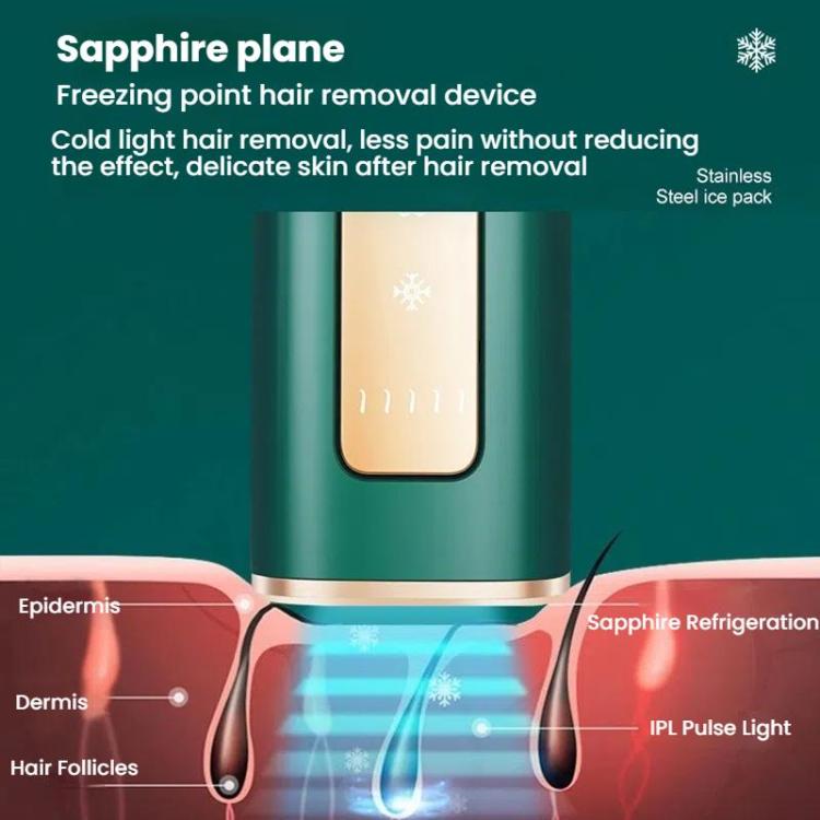 Sapphire Ice Sense Painless Laser Hair Remover Intense Pulse Ice Hair Removal Device, Style: Dark Green FY-507AG(AU Plug) - free shipping - PMC TechLife - Order now!