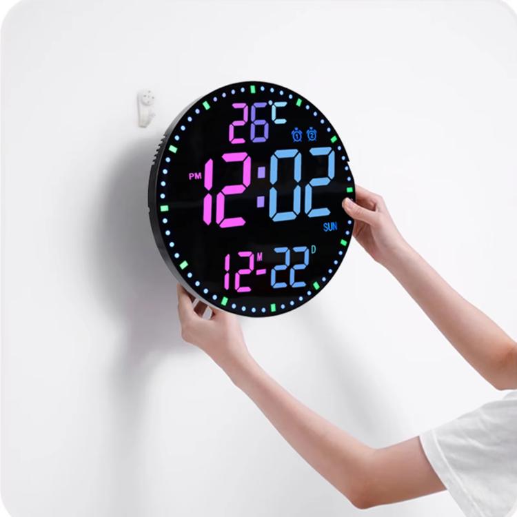 11.6-Inch RGB Wall Clock With Remote Control Multi-Functional Alarm Clock Black+Black - free shipping - PMc TechLife - Order now!