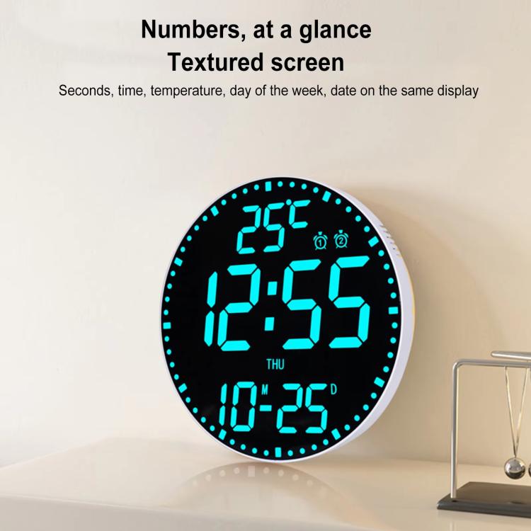 11.6-Inch RGB Wall Clock With Remote Control Multi-Functional Alarm Clock White+Black - Wall Clock by PMc TechLife | Online Shopping South Africa | PMc TechLife | Buy Now Pay Later Mobicred