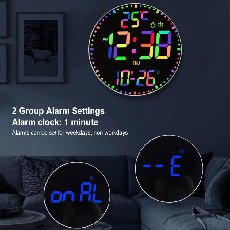 11.6-Inch RGB Wall Clock With Remote Control Multi-Functional Alarm Clock Black+Black - free shipping - PMc TechLife - Order now!