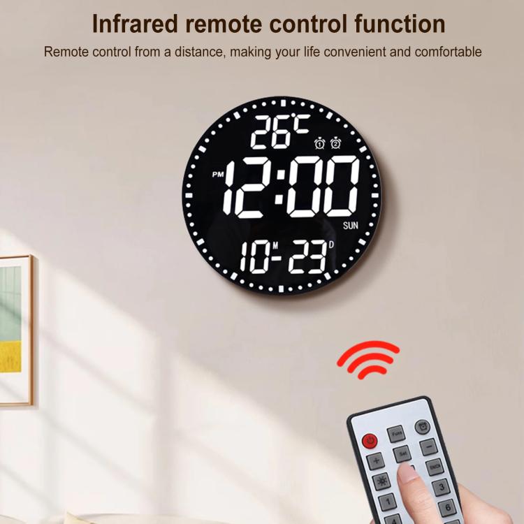 11.6-Inch RGB Wall Clock With Remote Control Multi-Functional Alarm Clock Bamboo+Black - Wall Clock by PMc TechLife | Online Shopping South Africa | PMc TechLife | Buy Now Pay Later Mobicred