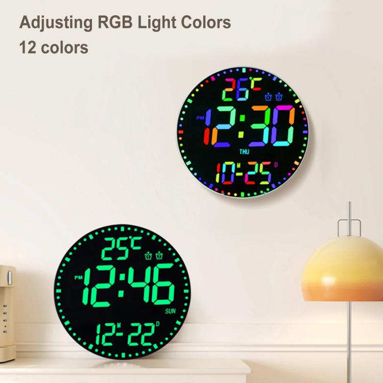 11.6-Inch RGB Wall Clock With Remote Control Multi-Functional Alarm Clock Black+Black - free shipping - PMc TechLife - Order now!