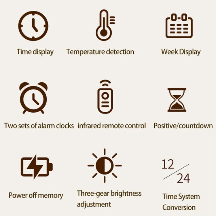 11.6-Inch White Light Wall Clock With Remote Control Multi-Functional Alarm Clock Bamboo+Bamboo - Wall Clock by PMc TechLife | Online Shopping South Africa | PMc TechLife | Buy Now Pay Later Mobicred