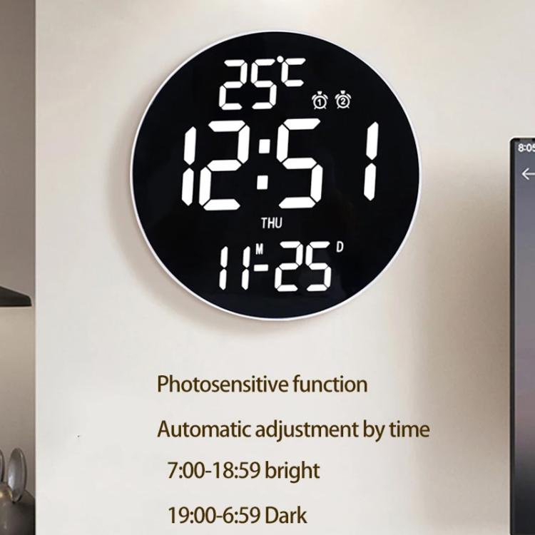 11.6-Inch White Light Wall Clock With Remote Control Multi-Functional Alarm Clock Bamboo+Cloth - Wall Clock by PMc TechLife | Online Shopping South Africa | PMc TechLife | Buy Now Pay Later Mobicred