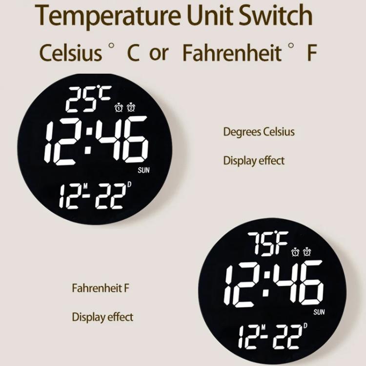 11.6-Inch White Light Wall Clock With Remote Control Multi-Functional Alarm Clock White+Black - Wall Clock by PMc TechLife | Online Shopping South Africa | PMc TechLife | Buy Now Pay Later Mobicred