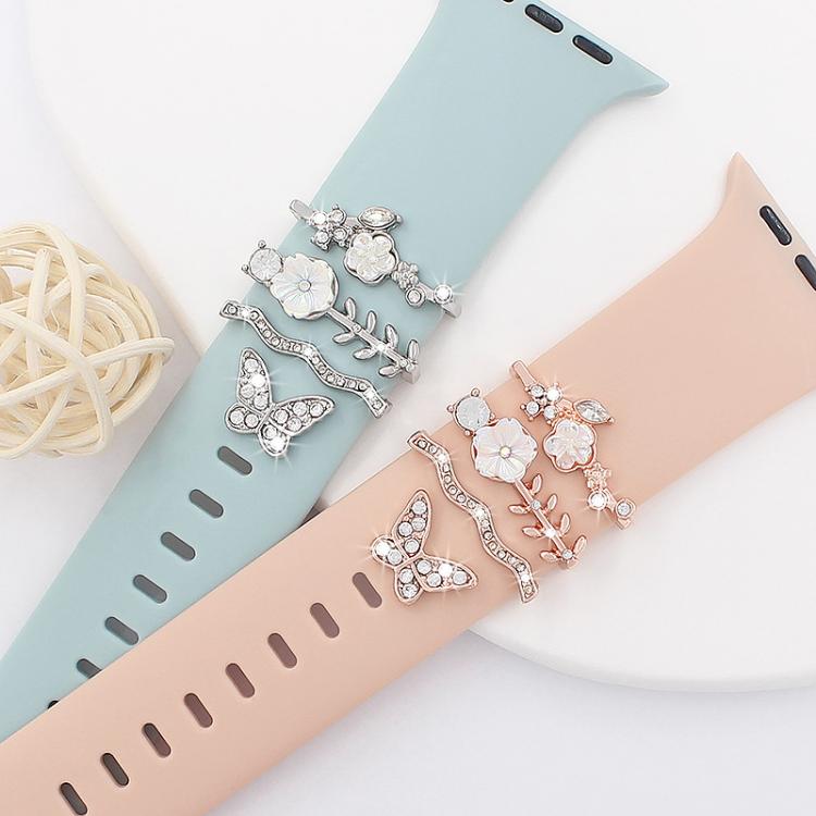 4pcs / Set 22mm Width Smart Watch Silicone Band Decorative Ring Metal Accessories(Silver) - Watch Decorations by PMC TechLife | Online Shopping South Africa | PMC TechLife | Buy Now Pay Later Mobicred