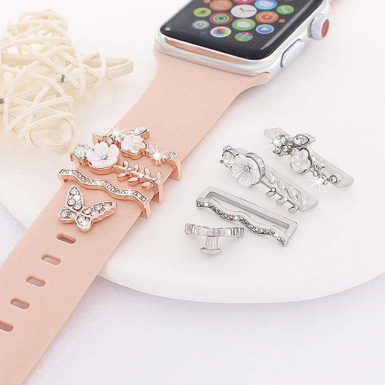 4pcs / Set 22mm Width Smart Watch Silicone Band Decorative Ring Metal Accessories(Silver) - Watch Decorations by PMC TechLife | Online Shopping South Africa | PMC TechLife | Buy Now Pay Later Mobicred