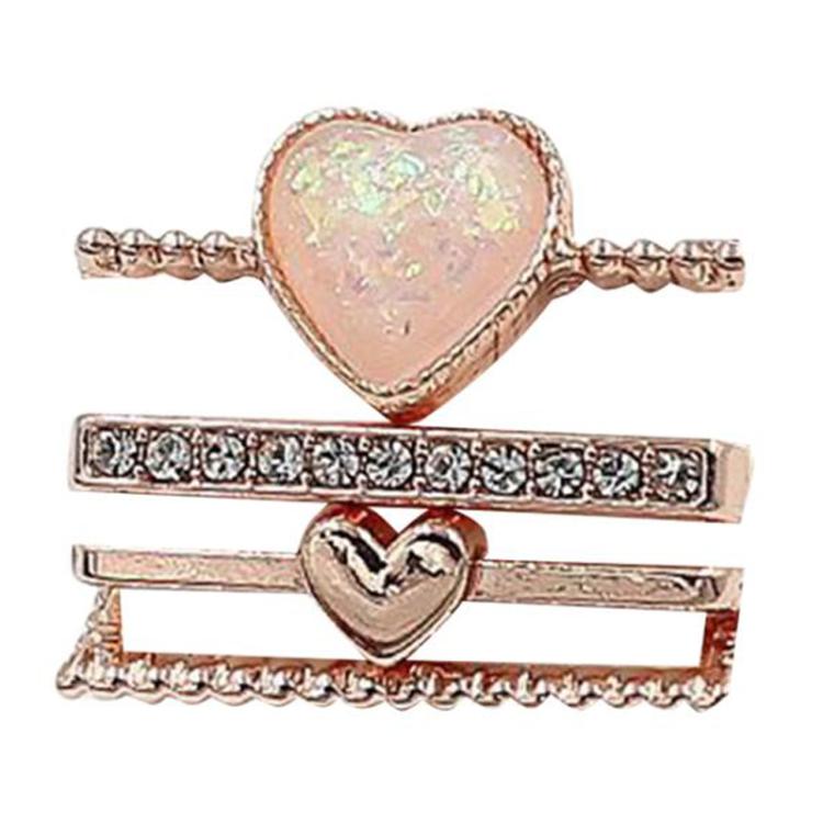 4pcs / Set 21mm Width Smart Watch Silicone Band Heart Decorative Ring Metal Accessories(Rose Gold) - Watch Decorations by PMC TechLife | Online Shopping South Africa | PMC TechLife | Buy Now Pay Later Mobicred