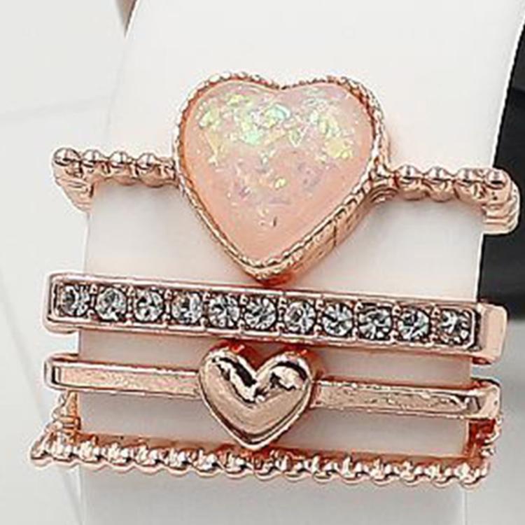 4pcs / Set 21mm Width Smart Watch Silicone Band Heart Decorative Ring Metal Accessories(Rose Gold) - Watch Decorations by PMC TechLife | Online Shopping South Africa | PMC TechLife | Buy Now Pay Later Mobicred