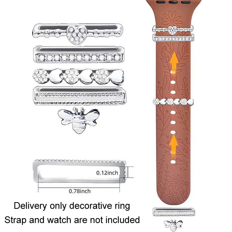 5pcs / Set 20mm Width Smart Watch Silicone Band Decorative Ring Metal Accessories, Style: Rose Gold 6 - Watch Decorations by PMC TechLife | Online Shopping South Africa | PMC TechLife | Buy Now Pay Later Mobicred